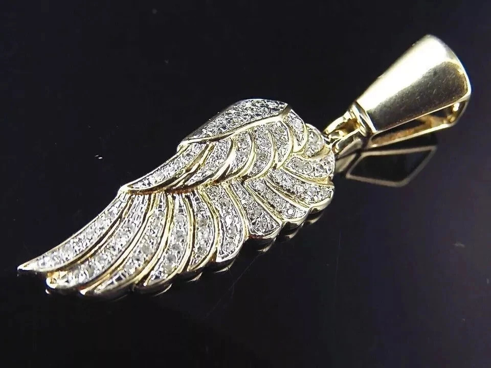 2Ct Round Lab Created Diamond Angel Wing Hip Hop Pendant 14k Yellow Gold Plated