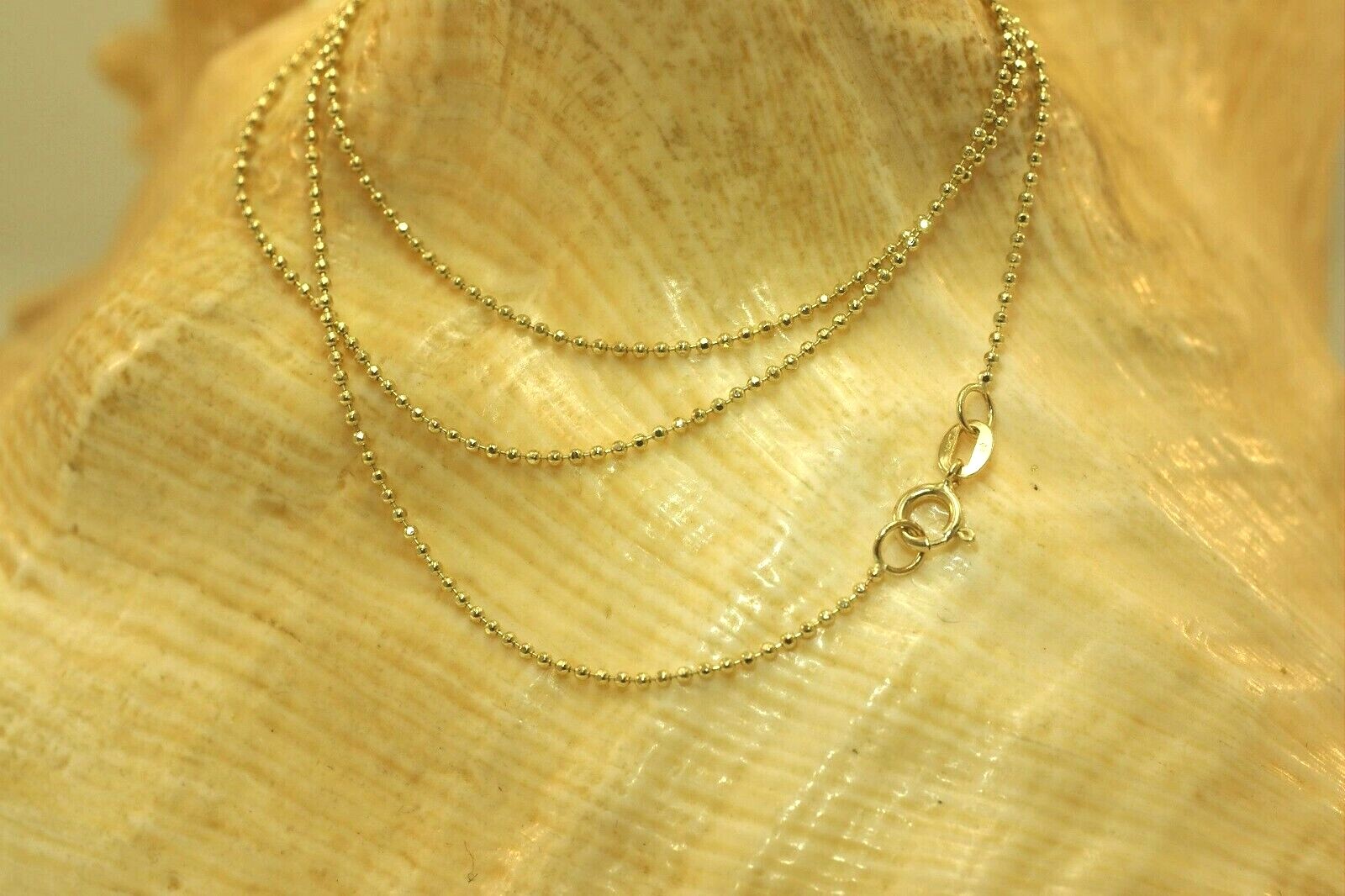 1MM PETITE SOLID 14K YELLOW GOLD DIAMOND CUT DC BALL BEAD CHAIN NECKLACE 16″-24″