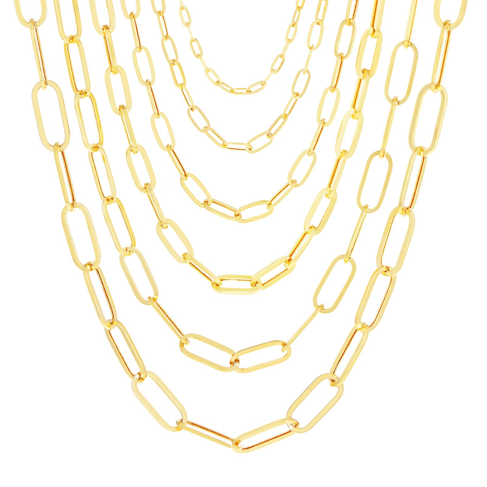 14k Gold Paper Clip 2mm – 7mm Chain Cable Rolo Necklace Men’s Women’s 16 – 24”