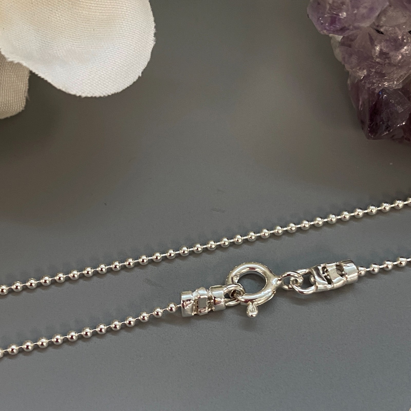 Sterling Silver Necklace-Tiny Ball Chain (All Sizes) Ball Necklace-Made in Italy