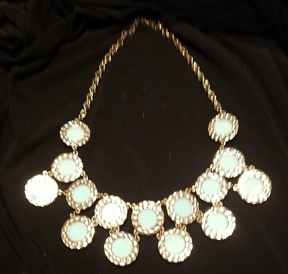 Amazonite Colored, Reverable, 21″ Adjustable Statement Station Necklace Unsigned