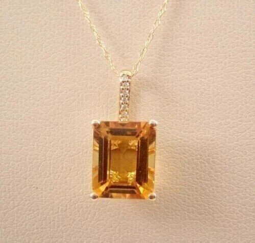 2Ct Lab Created Yellow Citrine Solitaire Pendant 14K Yellow Gold Finish