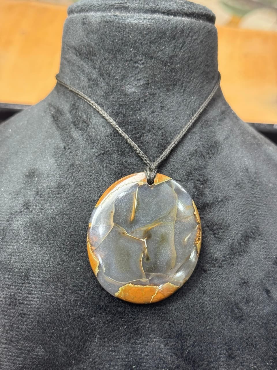Natural Thunder Egg Agate Pendant Necklace Handmade Jewelry