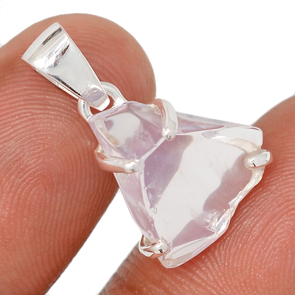 Natural Lavender Quartz Rough – Boquira, Brazil 925 Silver Pendant CP71674