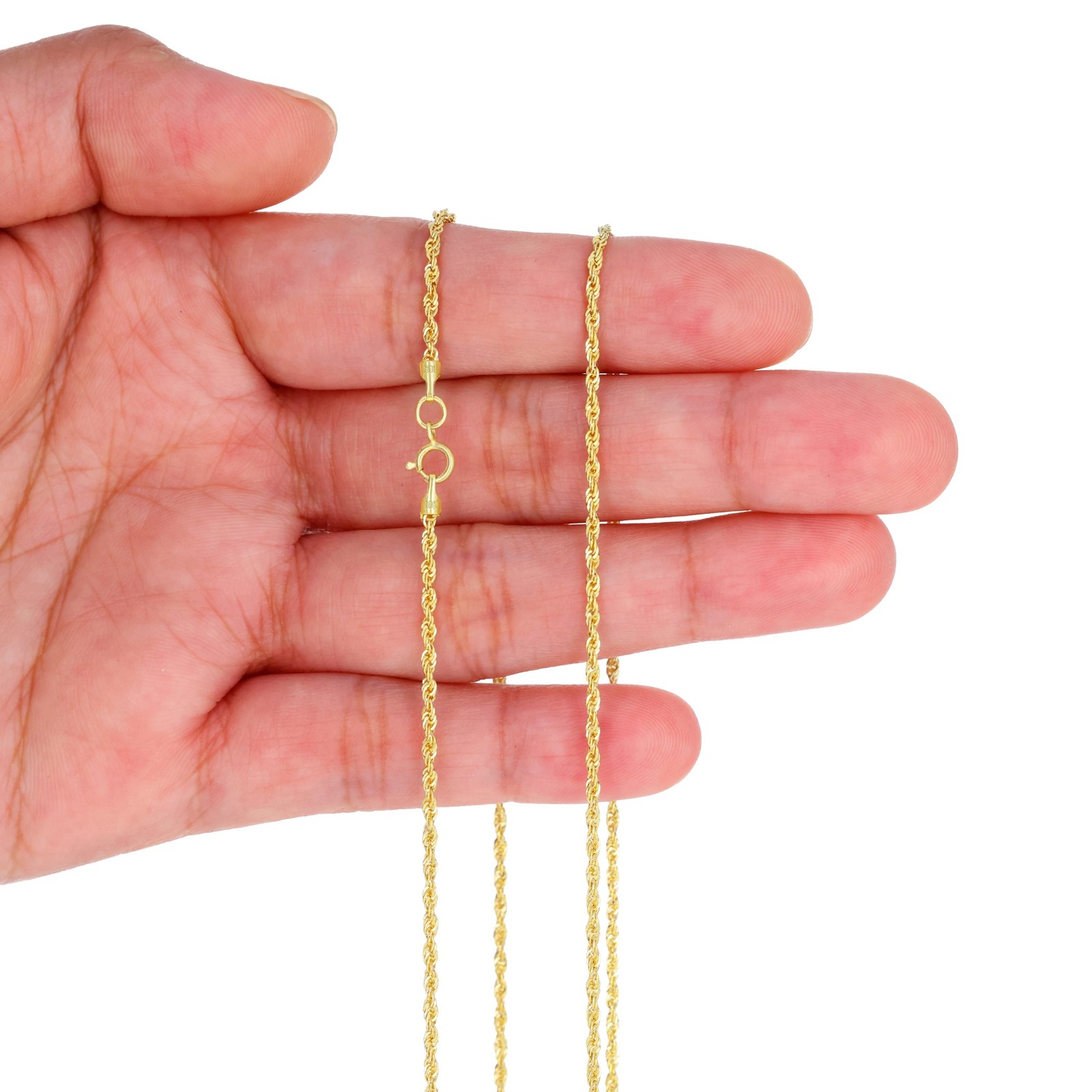 10K Yellow Gold 1mm-4mm Laser Diamond Cut Rope Chain Necklace Men Women 16″- 30″