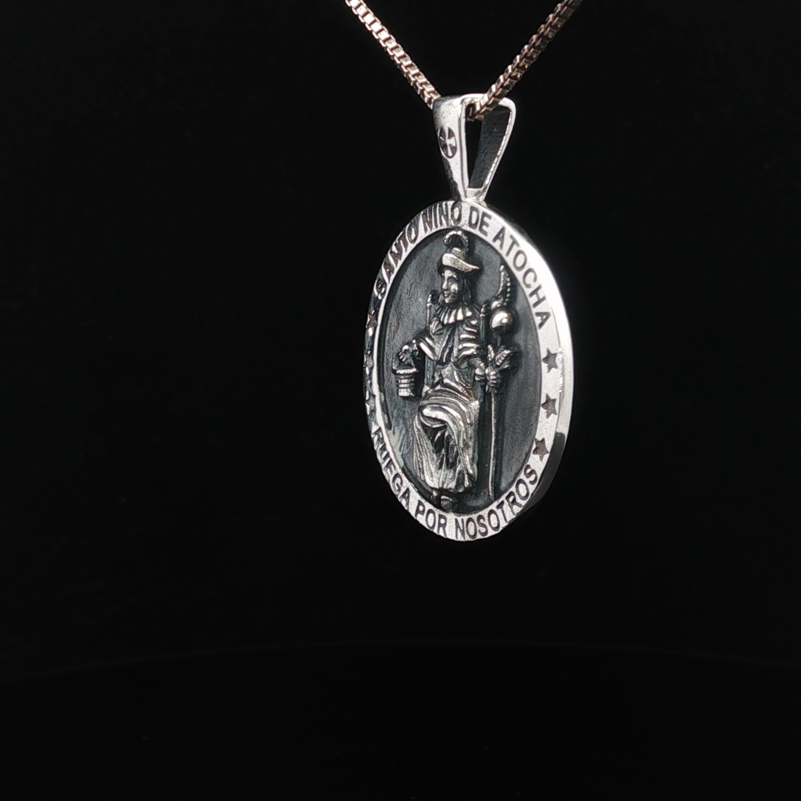 Sterling Silver Santos Nino De Atocha (Holy Infant of Atocha) Necklace