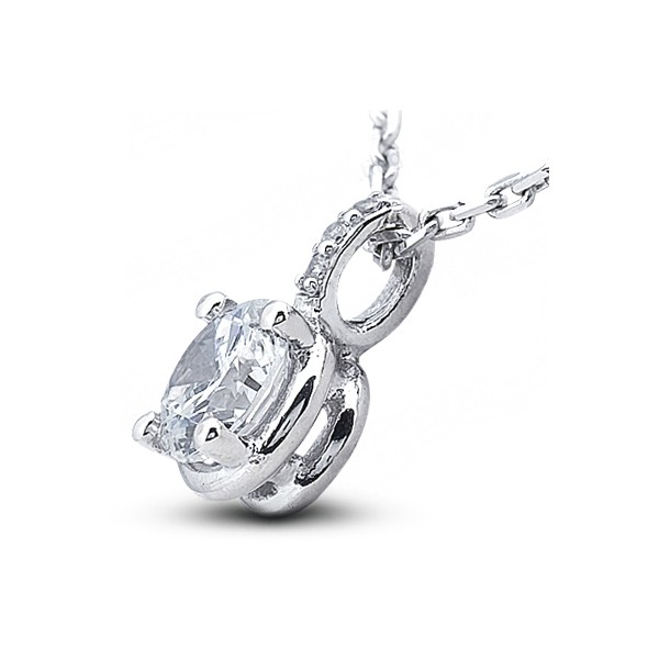 0.77ctw D SI1 Round Cut Natural Certified Diamonds White Gold Classic Pendant