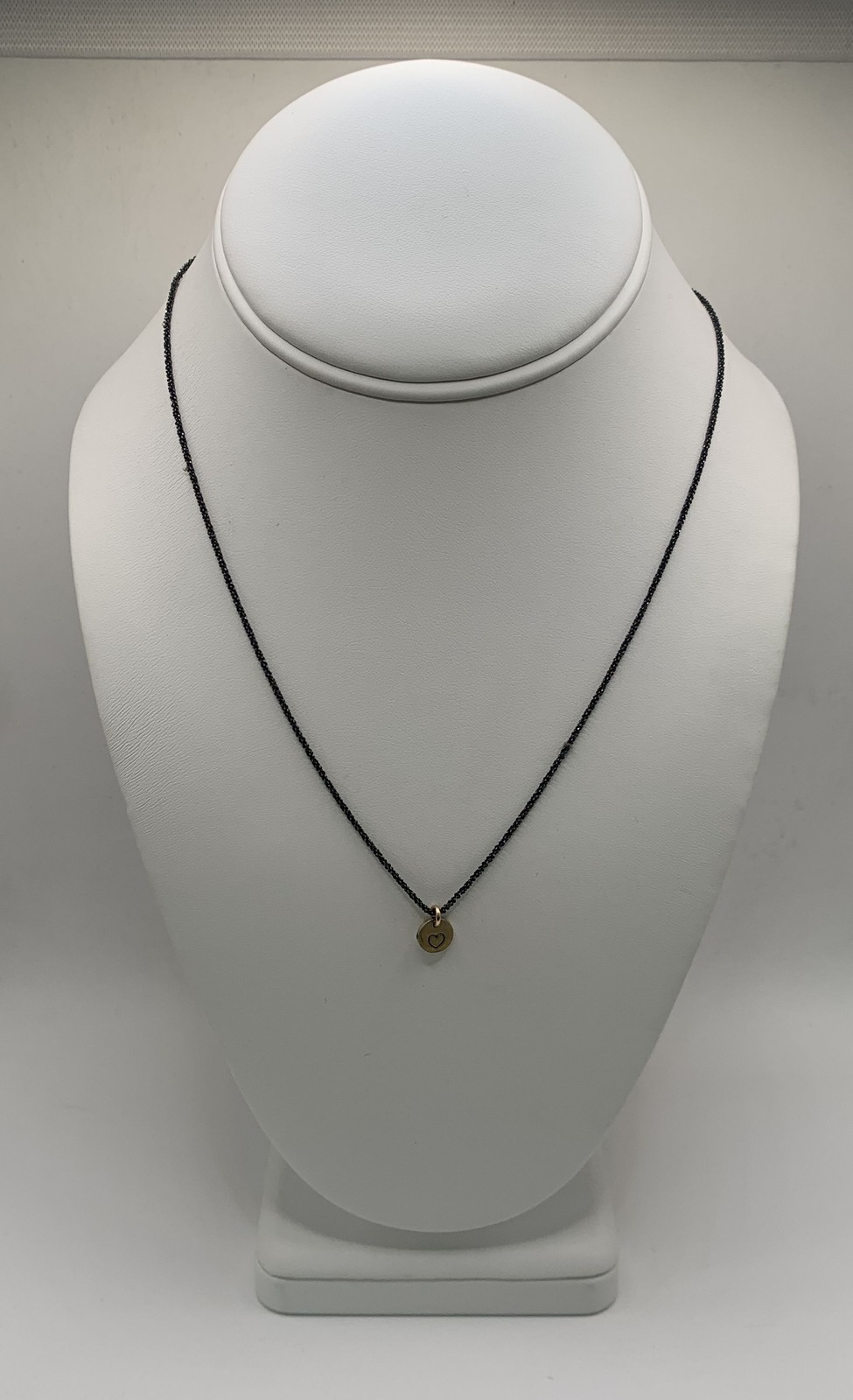 Sterling Silver 925 Heart Disc Pendant Necklace Gold Vermeil 18″ 3.2g