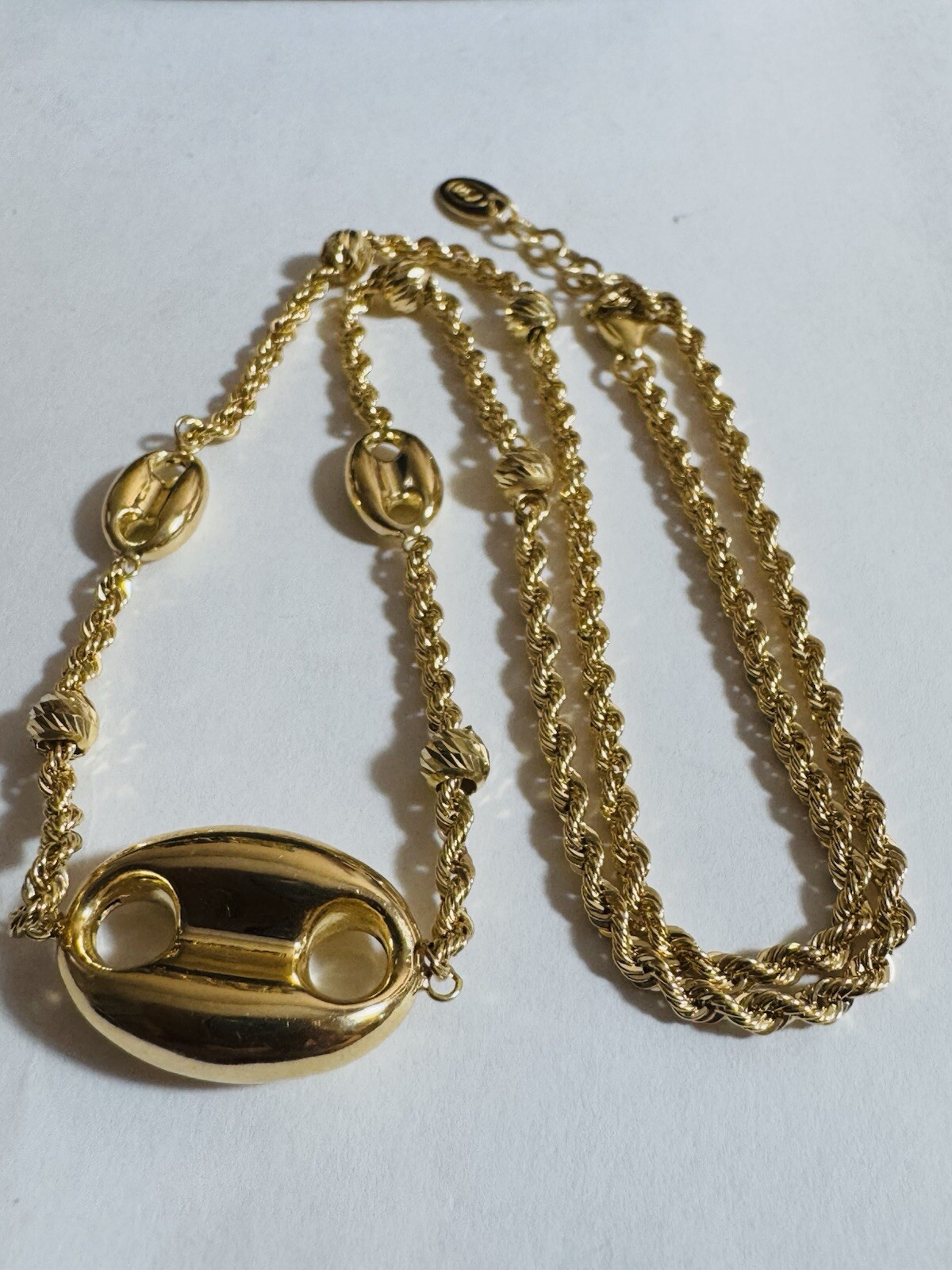 New 18K 750 Dubai Yellow Solid Gold Puff Necklace 17.5” -17” Inch 6g 2.5mm
