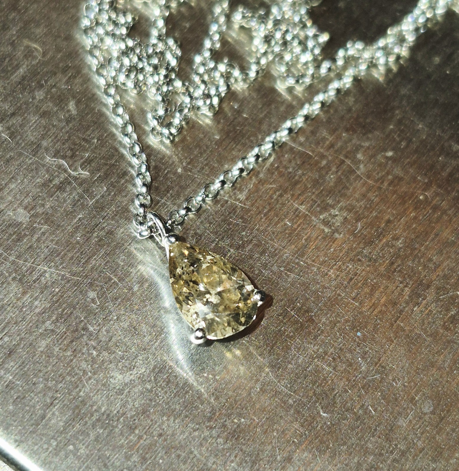 STUNNING! PLATINUM 900 NATURAL EARTH MINED 1ct GOLDEN DIAMOND SOLITAIRE NECKLACE