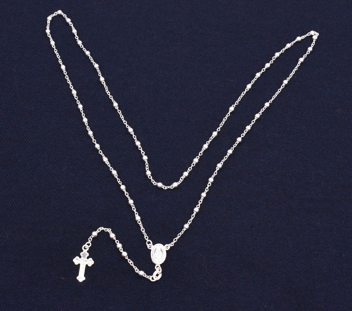 3mm Rosary Shiny Chain Necklace Real Sterling Silver 925 Italian ALL SIZES