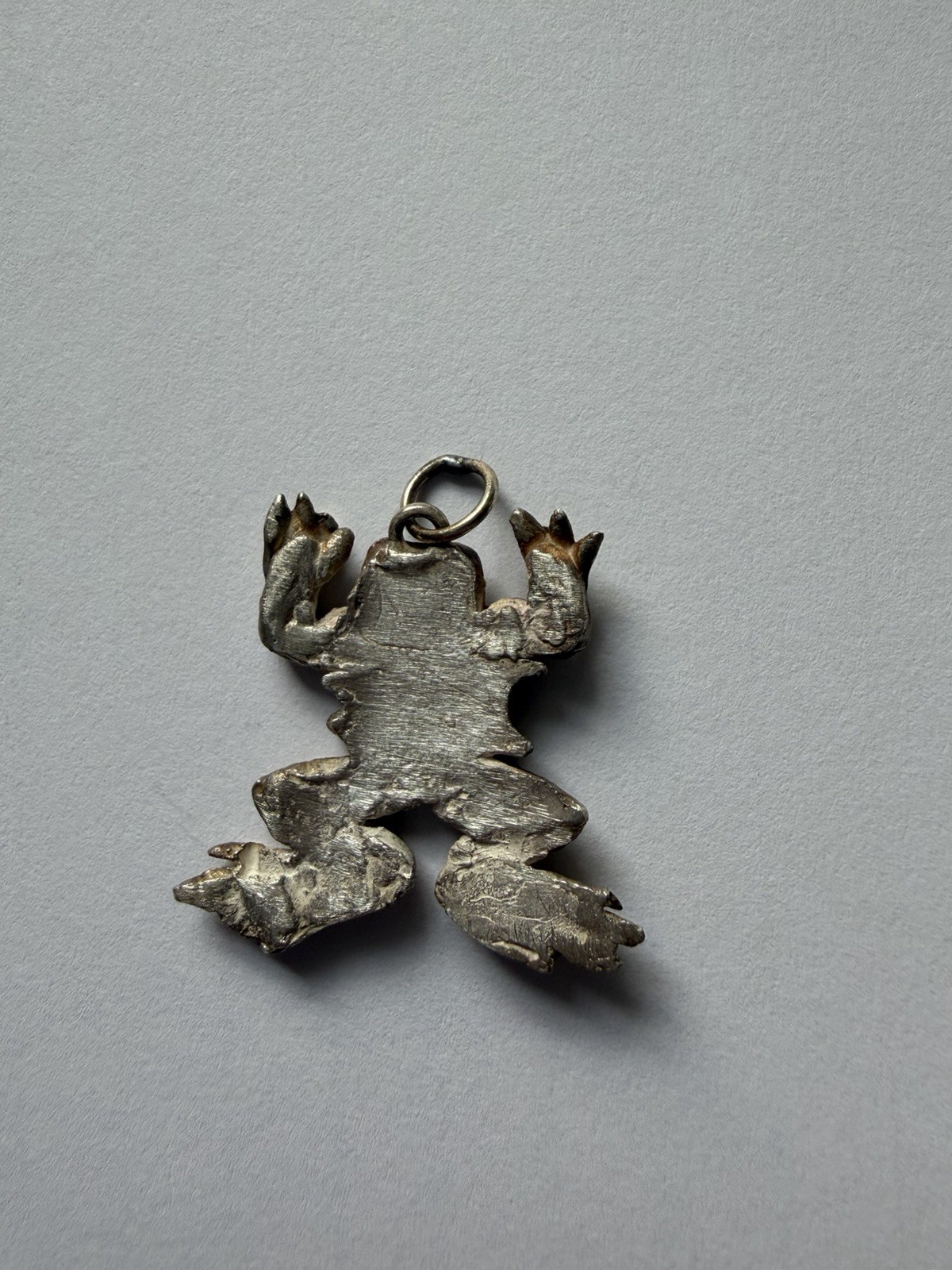 Handmade Sculpted Art Clay Silver Dissected Frog Specimen Pendant Charm
