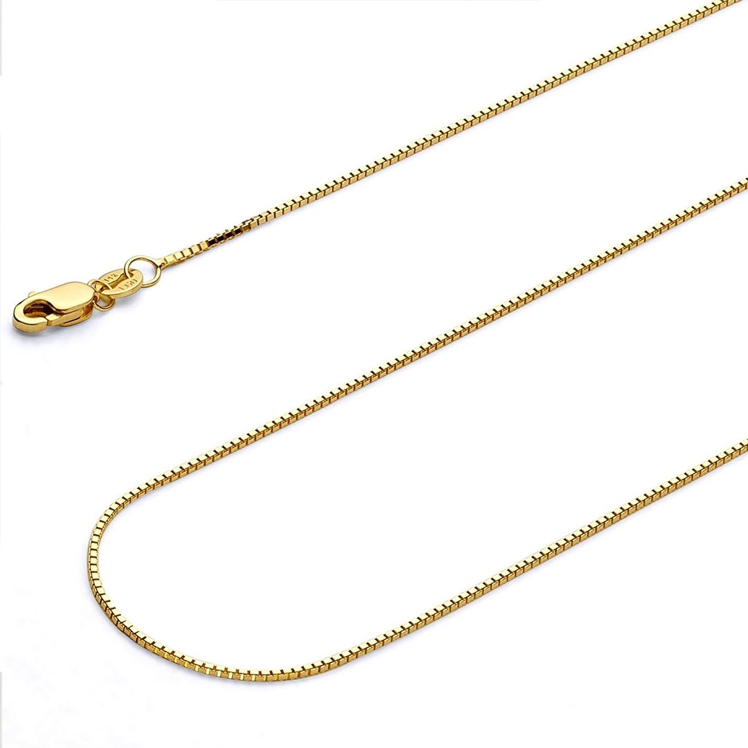18″ 2.5mm 14k REAL Yellow Gold Box Link Chain Necklace with Lobster Claw Clasp