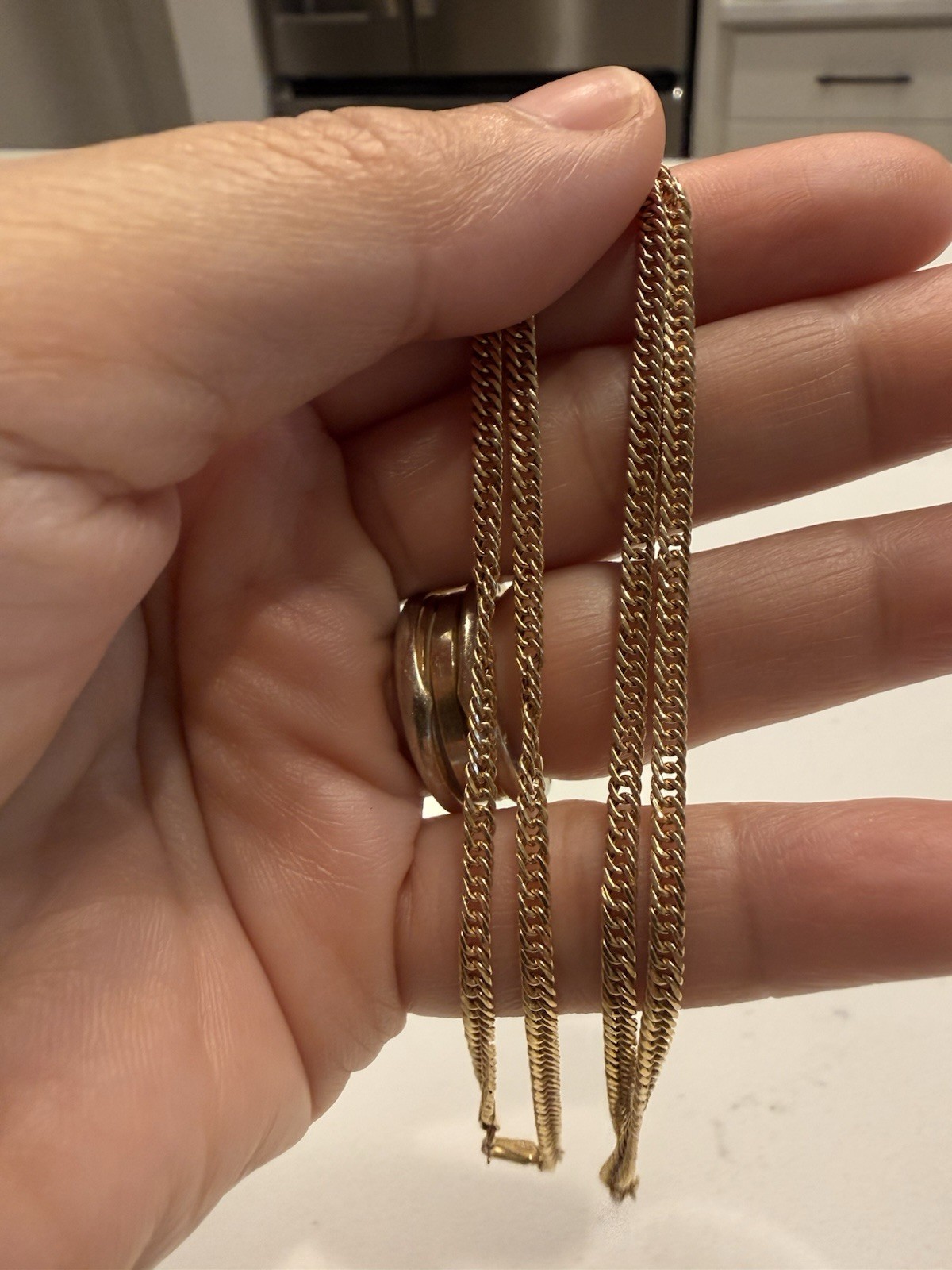18k Yellow Gold Cuban Link Chain Necklace, Lobster Clasp, 750, Signed, No Stone