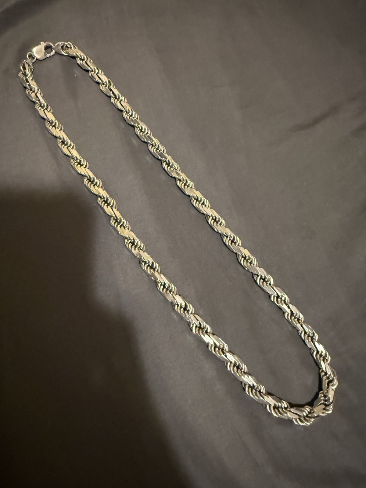 925 Sterling Silver Rope Chain Diamond Cut Heavy Necklace Mens Unisex