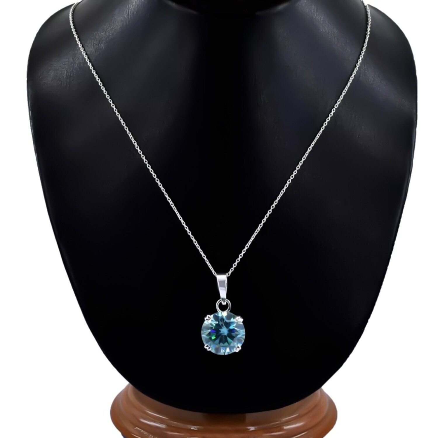 3.35 Ct Round Blue Diamond Certified Pendant in 925 Silver Holiday Special