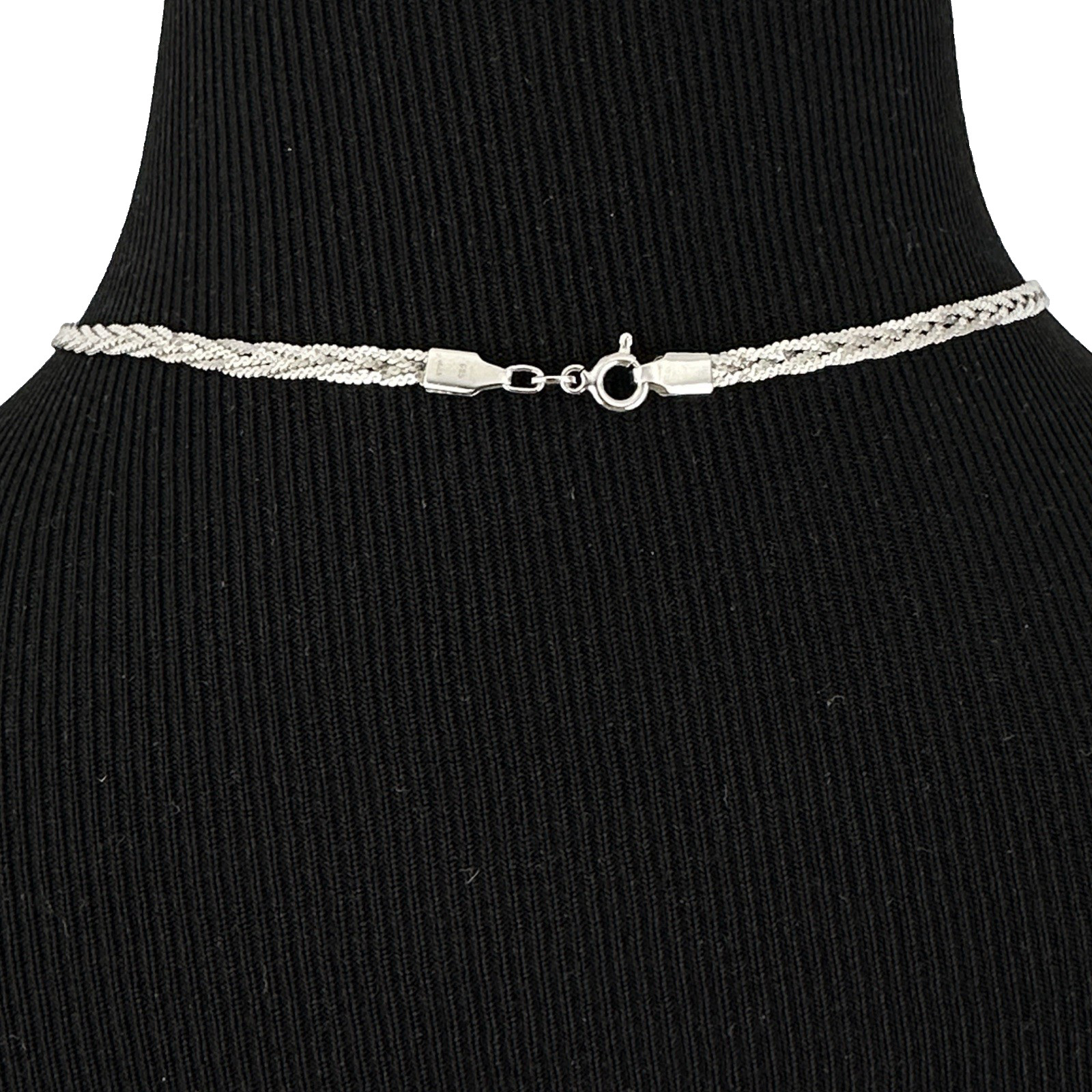 BRAIDED chain necklace – sterling silver w/ rhodium plating 3mm x 17″ & 8.3g
