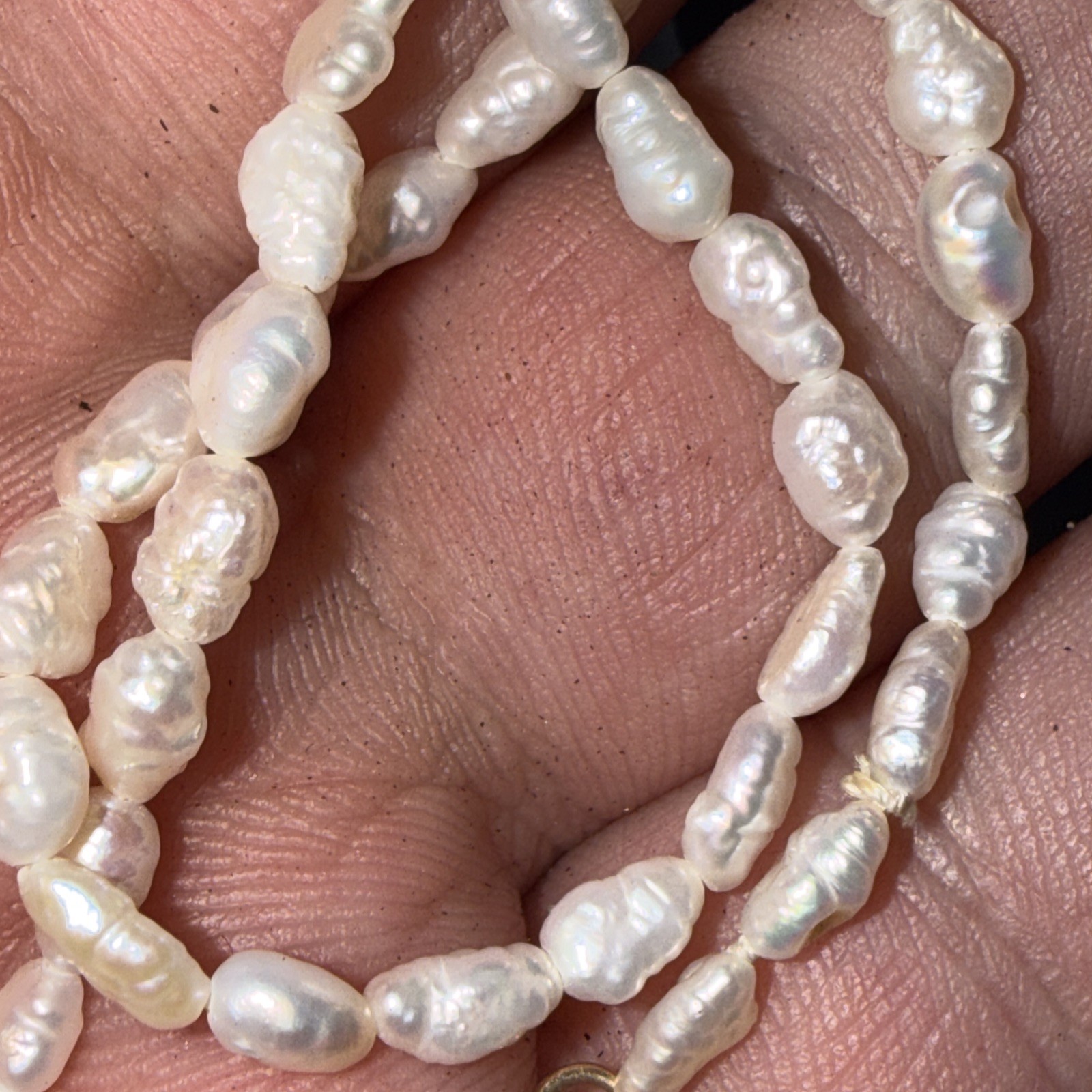 Necklace 14k Gold Cultured Rice Pearl 17” Unused Old Stock Vintage