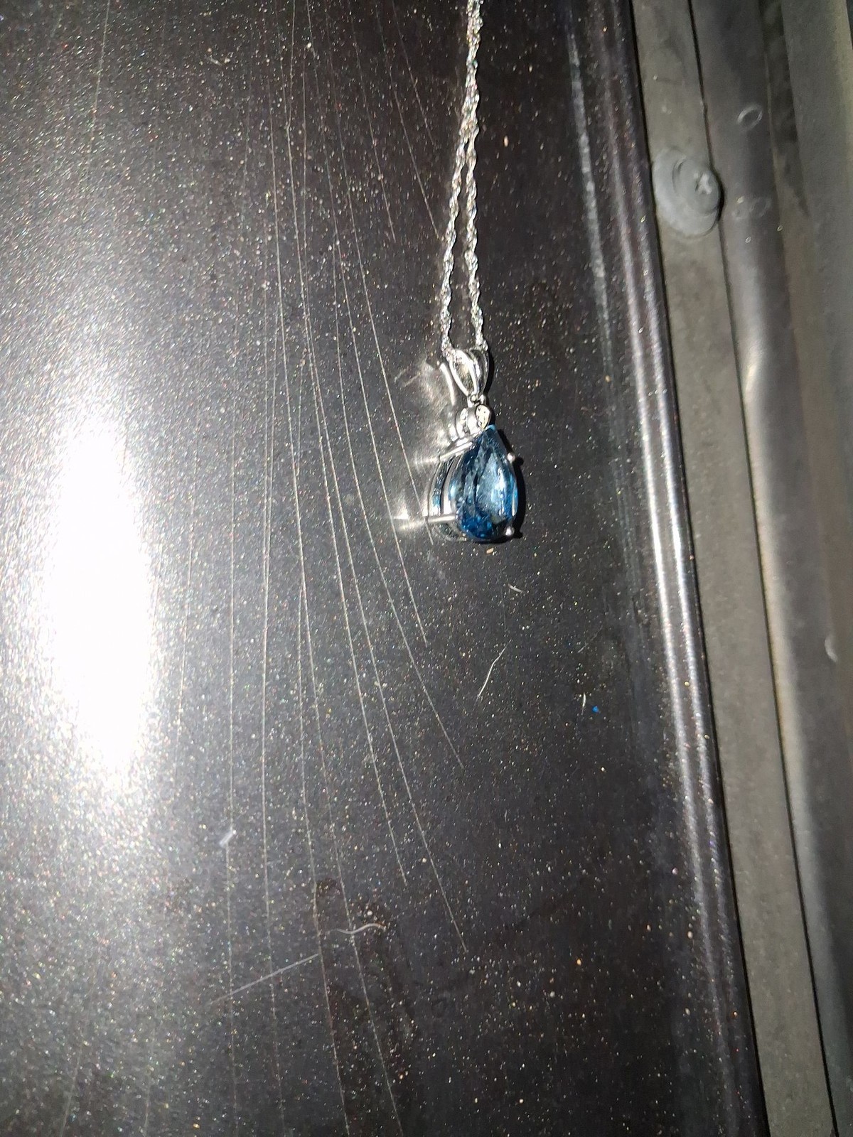 Vintage Sterling Silver London Blue Topaz Pear-Cut Pendant Necklace