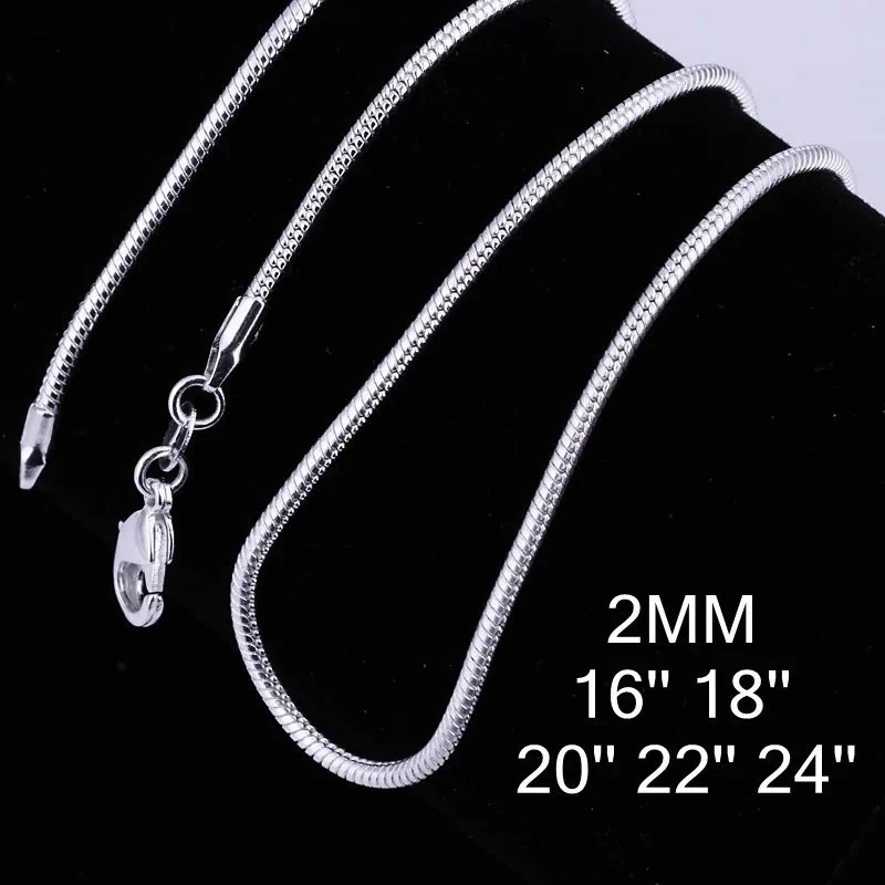 Men&Women’s 925 Sterling Silver Tarnish-Free Italian Snake Chain Necklace 16-24*