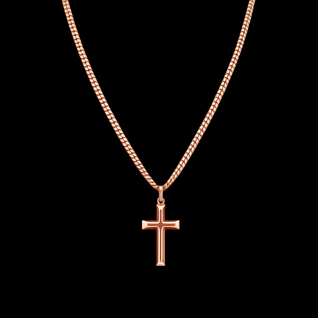 Solid Copper Cross Necklace –with 3.5 mm Chain – 20″, 22″, 24″ Sizes