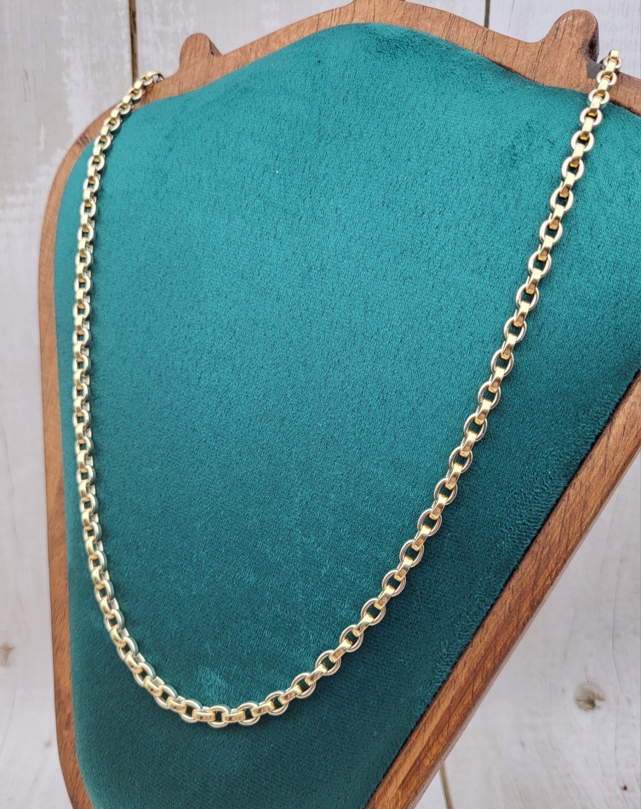 Heavy! Solid 14K 2 Tone Gold 24″ Fancy Link Chain Necklace 63.1 Grams Rolo Cable