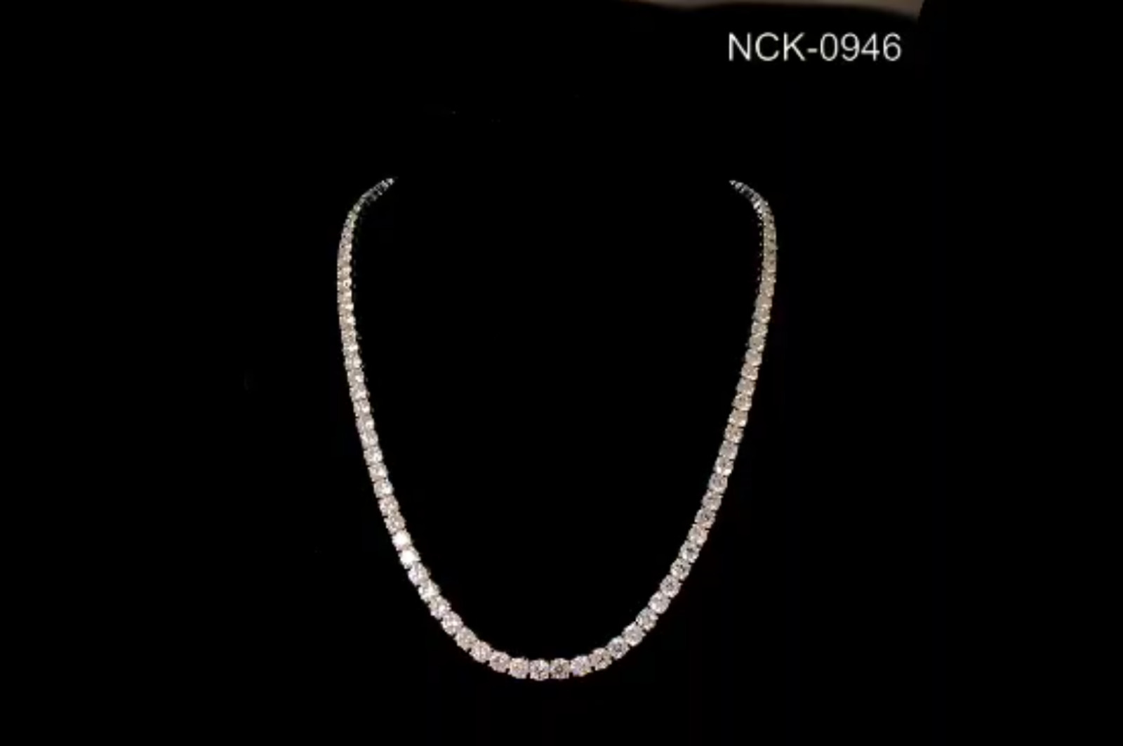 3MM Round Cut 925 Silver Moissanite Diamond Tennis Necklace.