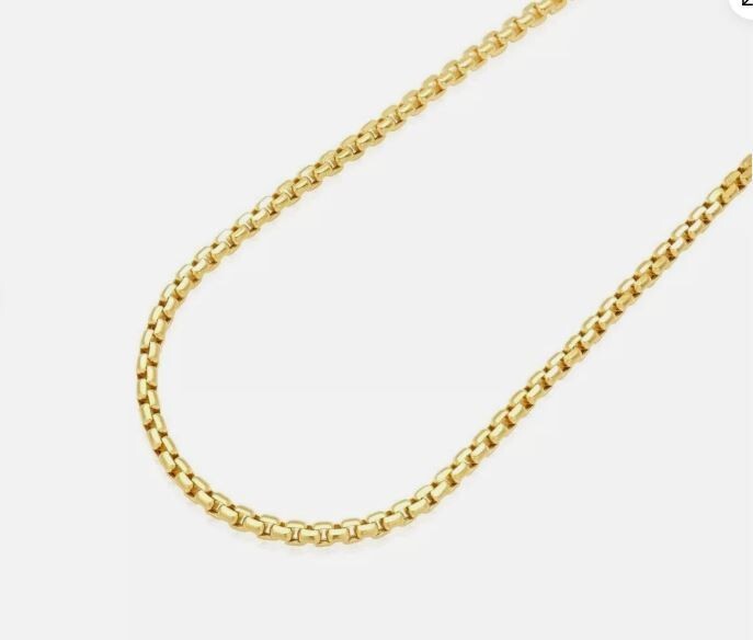 14k Yellow Gold 18″ Round Box Link Pendant Chain/Necklace 1.3 mm 2 Grams