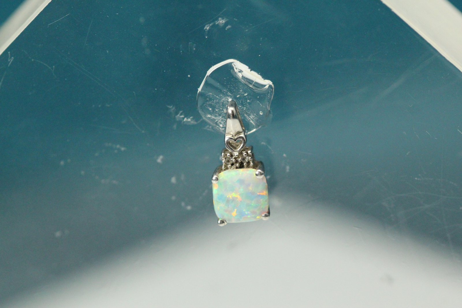 925 Sterling Silver Square Cut Opal Slide Pendant 0.9 Grams (PEN8824)