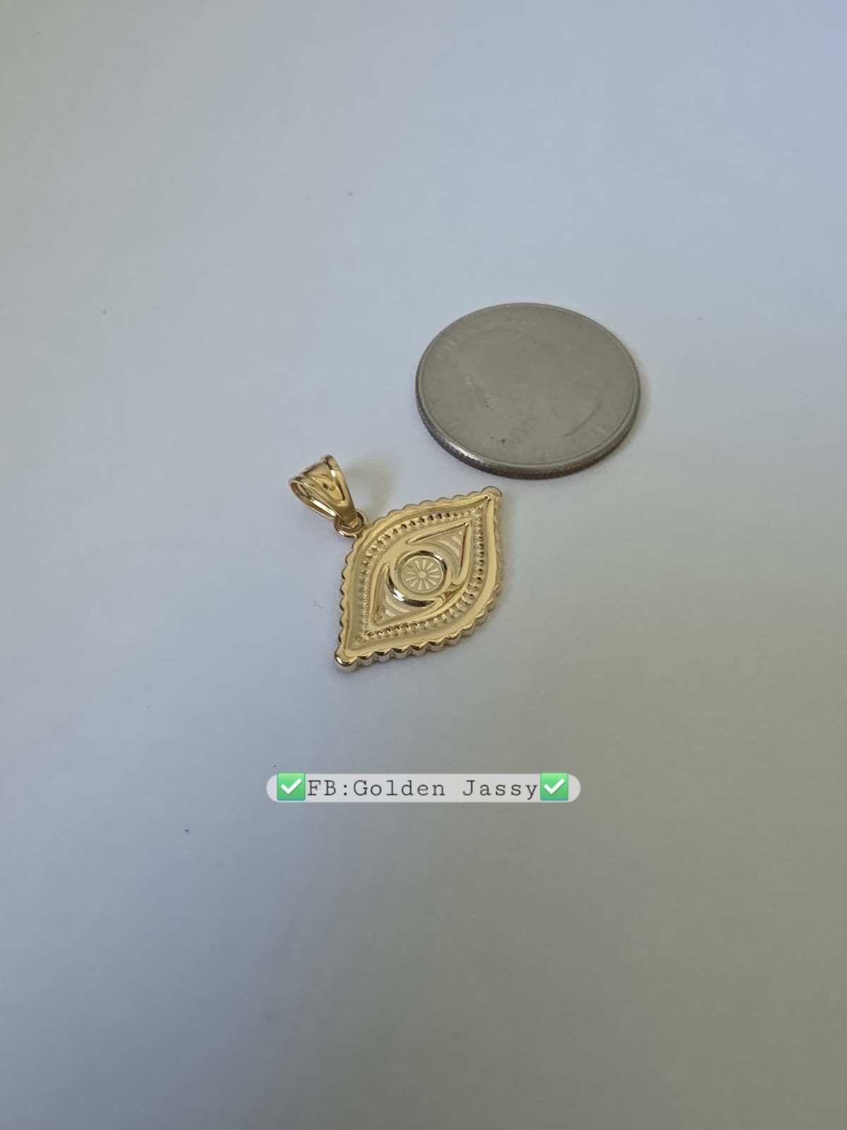 18K Real Gold Evil Eye Pendant
