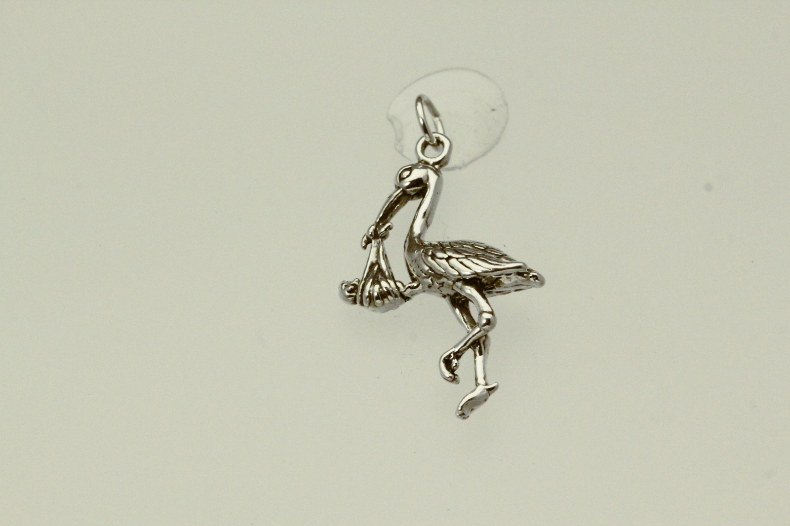 925 Sterling Silver Stork Bird With Baby Charm/Pendant 3.4 Grams (PEN9193)