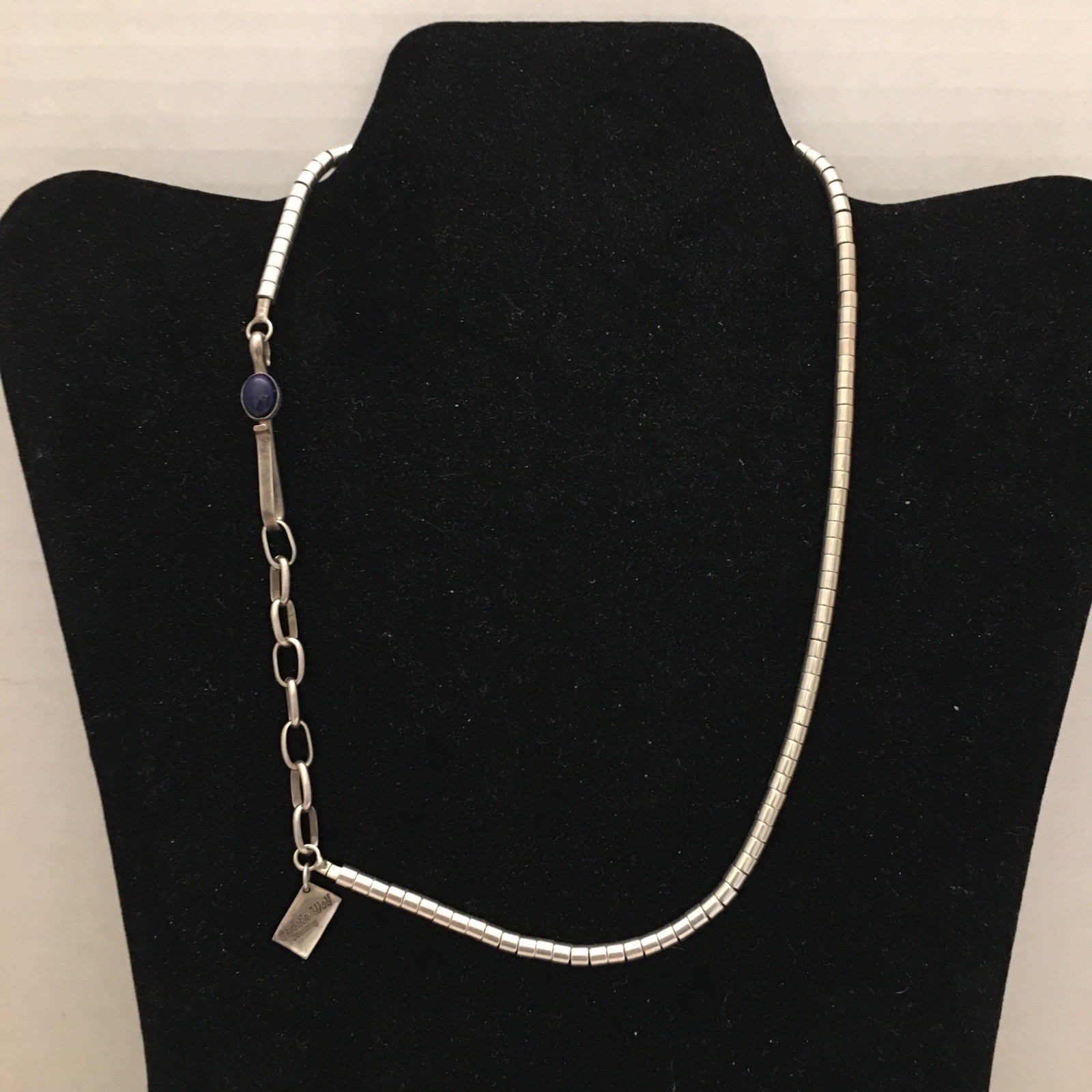 Christin Wolf Necklace Sterling Marked W/ Gemstone Hook Closure