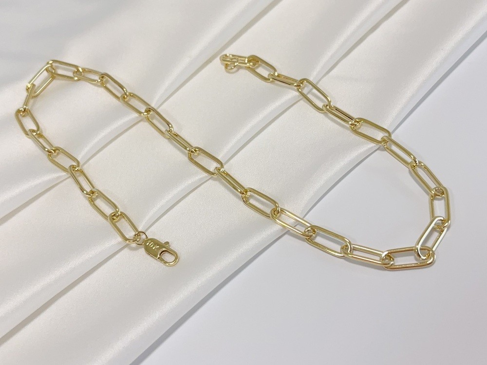 Real Genuine 10K Solid Yellow Gold Paperclip Chain Necklace 24inch 9mm