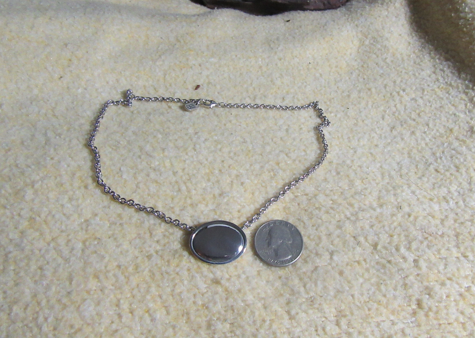 James Avery 925 Silver Engravable Oval Pendant Necklace 15-17 Inches Adjustable