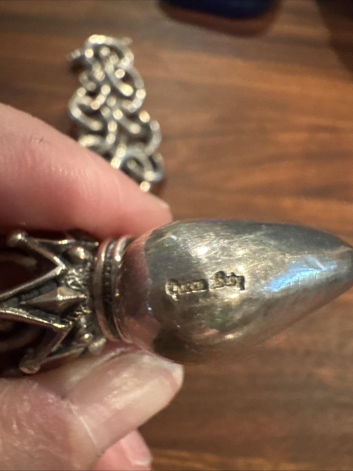 Queen Baby Heavy 220.64g/21 In- Sterling Crowned Heart Pendant & Chain- Rare
