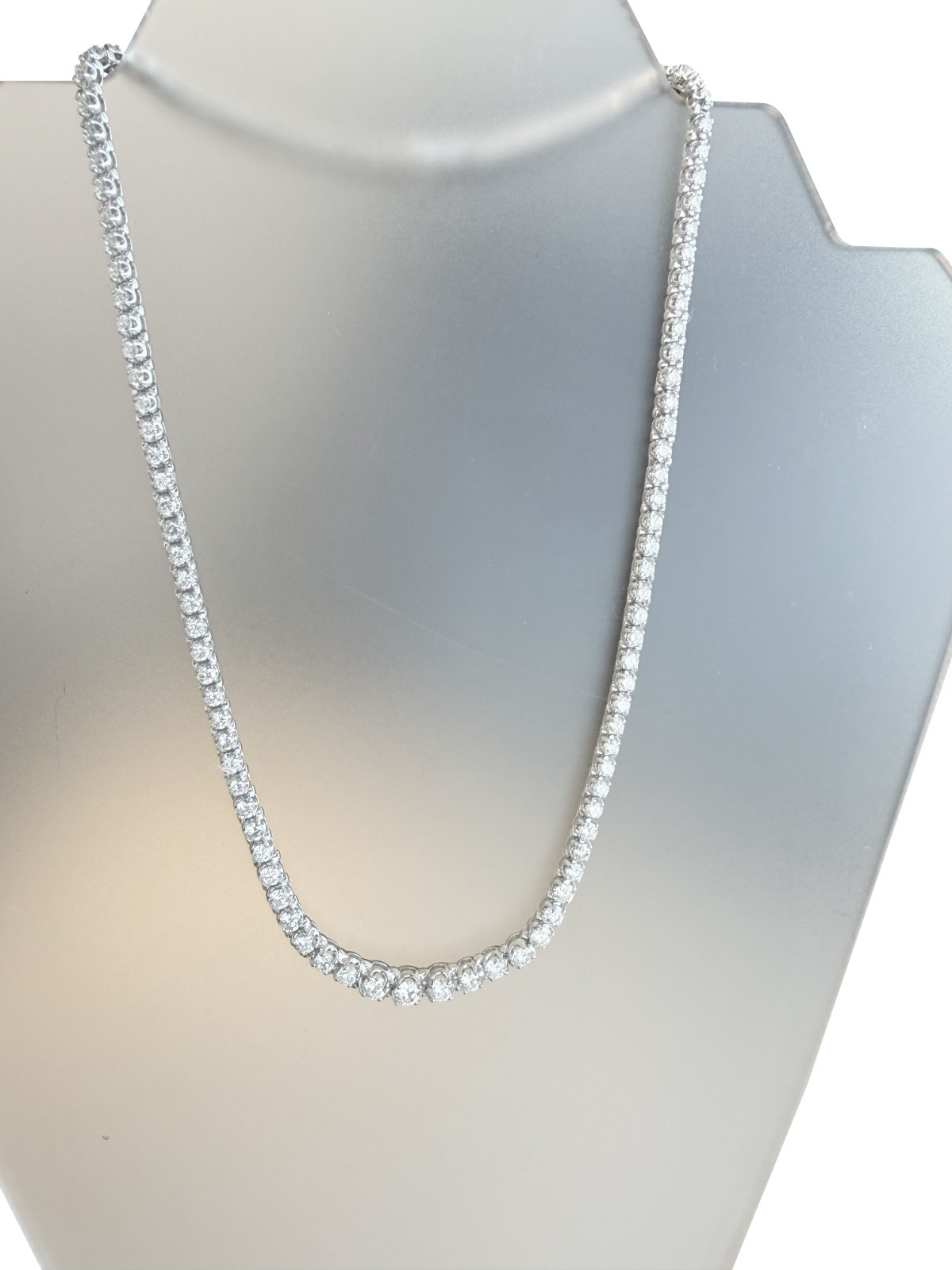 15.50 CTW Natural Diamond Tennis Necklace 14K White Gold G-H Color VS2 17 Inches
