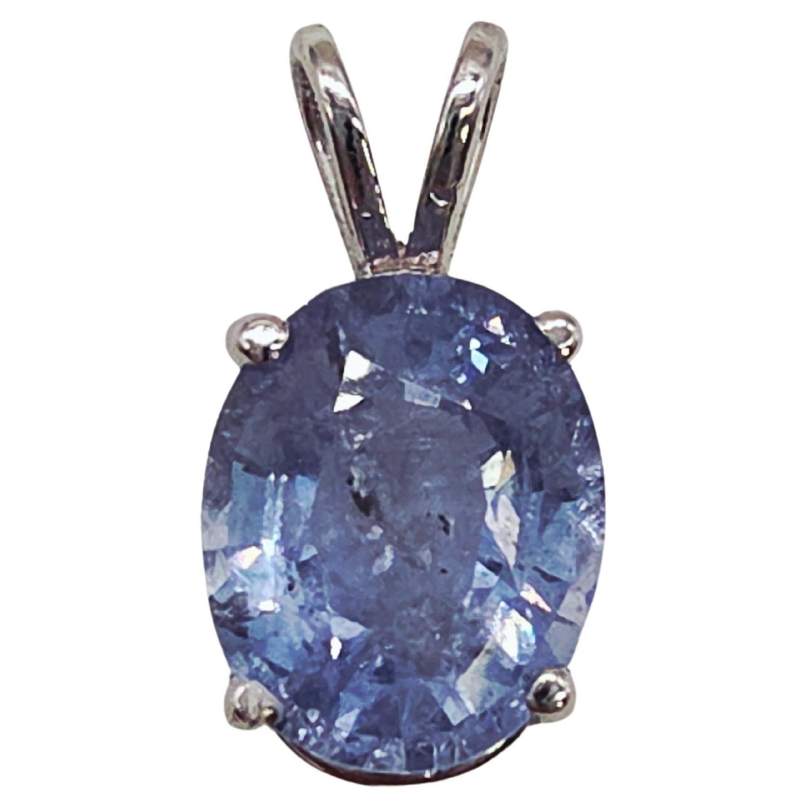 MANUFACTURER PRICING, 5.30 ct Oval Natural Blue Sapphire Pendant 14K White Gold