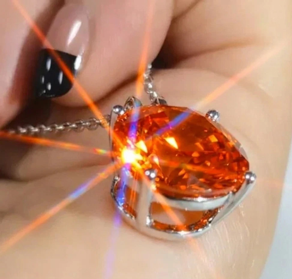 6.50 Ct Certified Flame Orange Diamond Pendant, Tariffs FREE & Matching Studs .