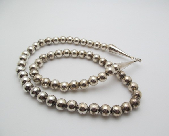 Vintage 925 Sterling Silver Designer 10mm Southwest Round Ball Bead Necklace