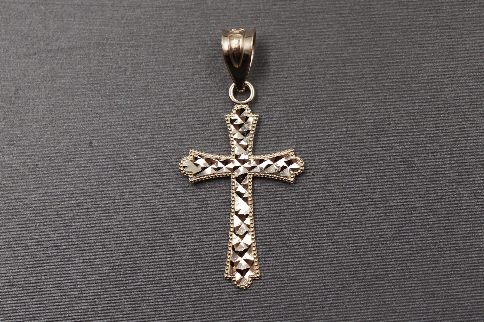 10K Solid Yellow Gold 1.15″ Diamond Cut Light Crucifix Cross Charm Pendant.