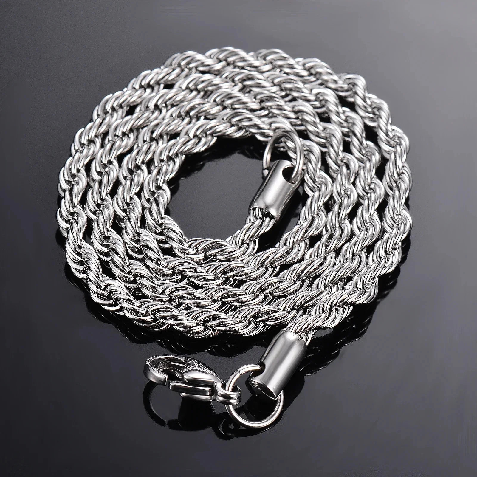 Rope Chain Necklace 925 Sterling Silver 2mm 3mm 4mm Men Classic Lobster Jewelry