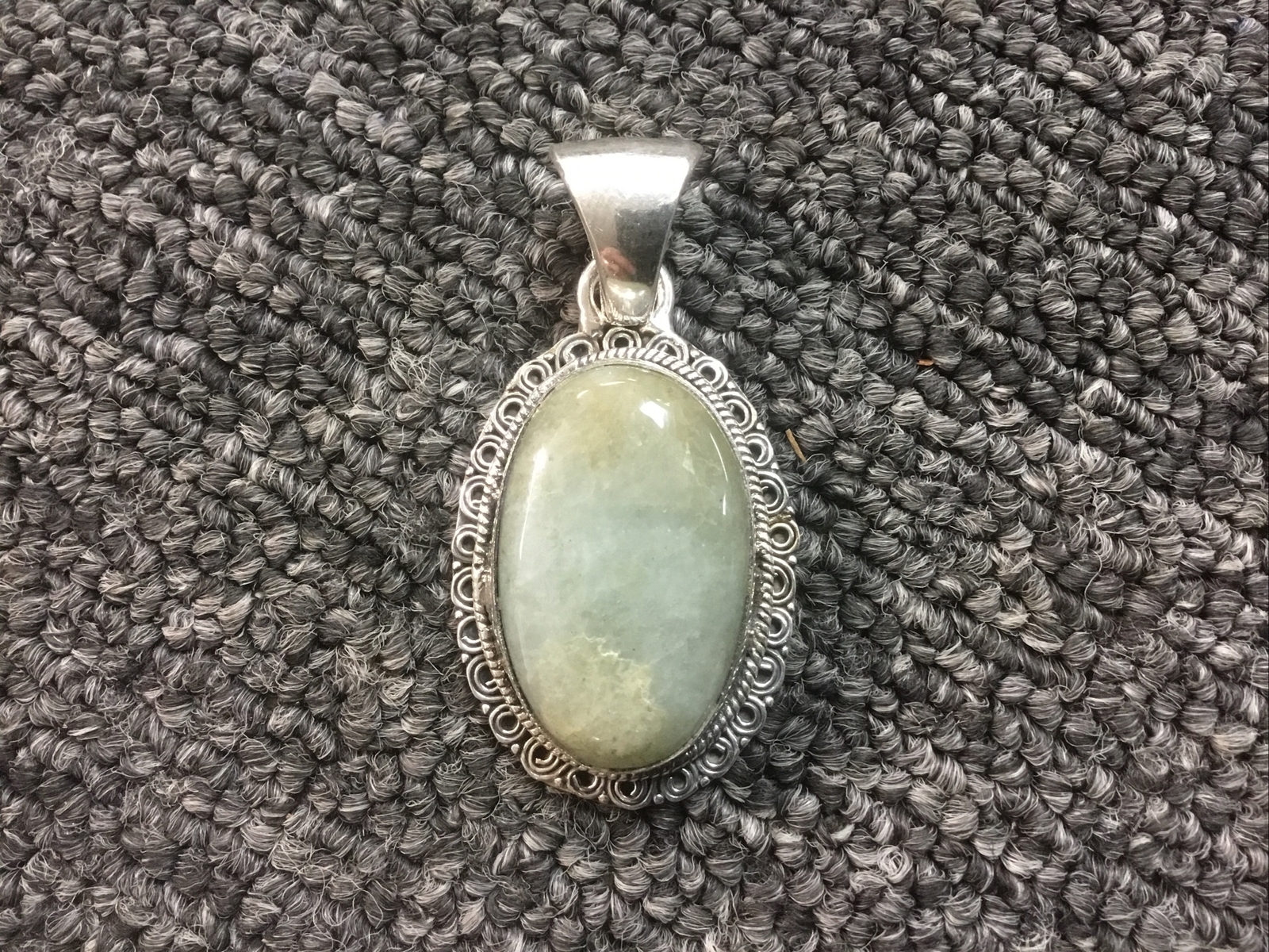925 Sterling Silver Grey/Green/Blue Colored Pendant 13.3 grams Large Bale