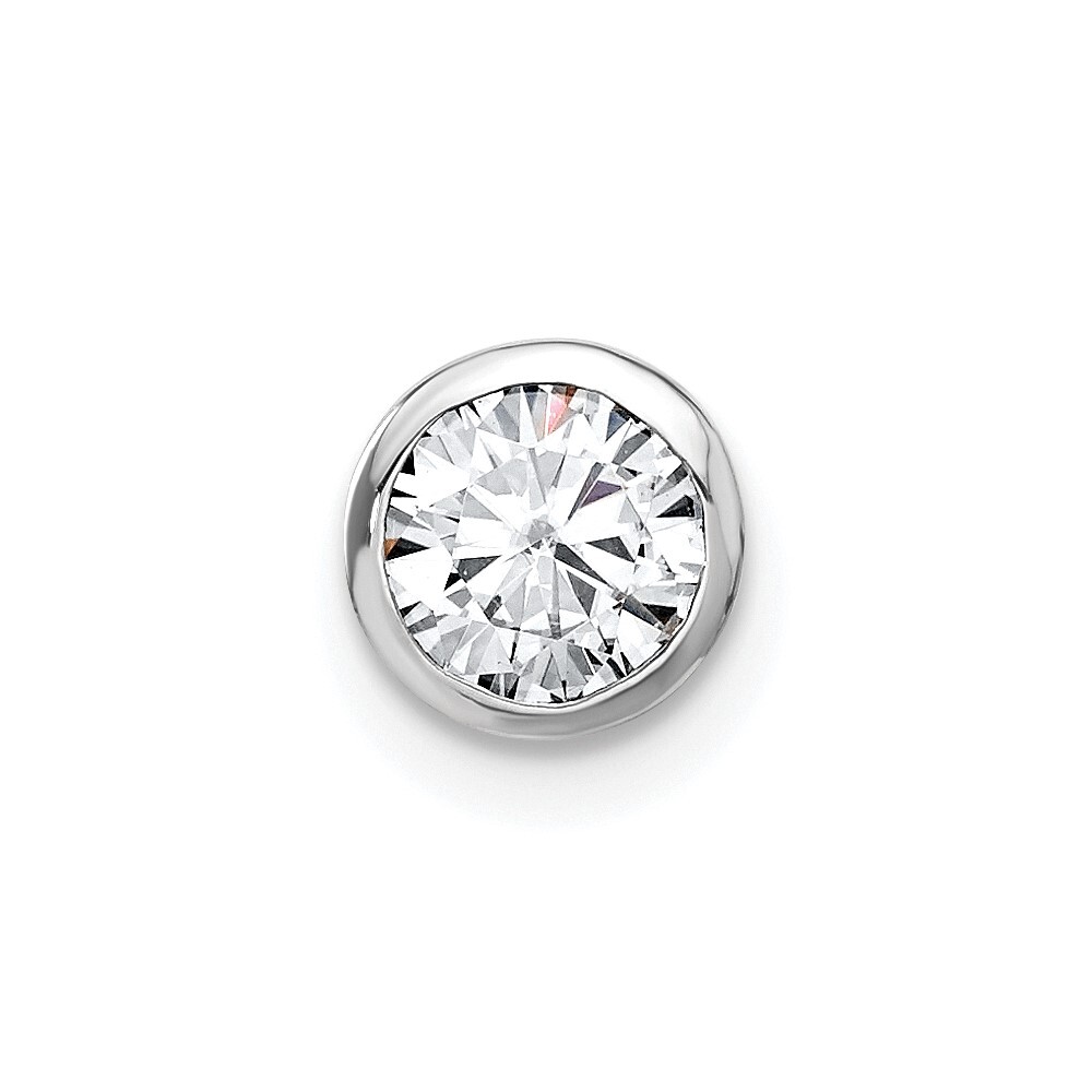 14K White Gold Lab Grown VS/SI FGH Diamond Round Bezel Chain Slide Mother Gift