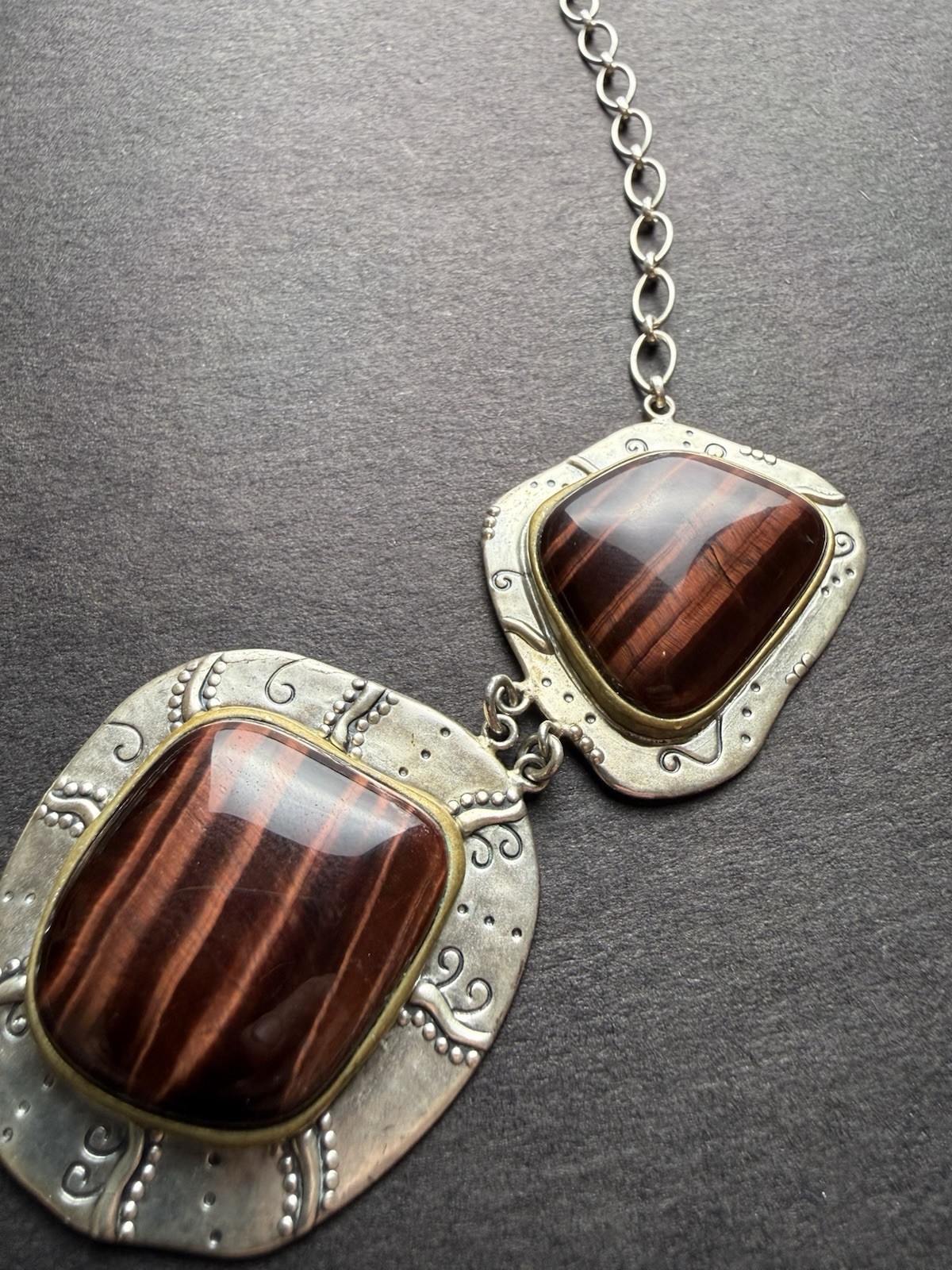 Silpada Retired Red Rocks Tigers Eye 925 Sterling Silver Necklace N3346