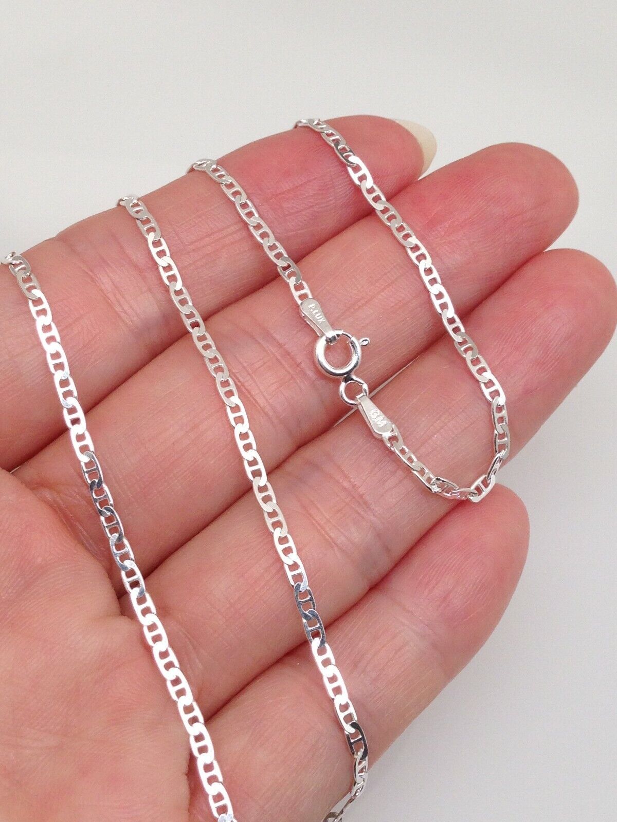 925 Sterling Silver Anchor Mariner Link Chain Necklace 2mm 16″ 18″ 22″ 24″ THIN