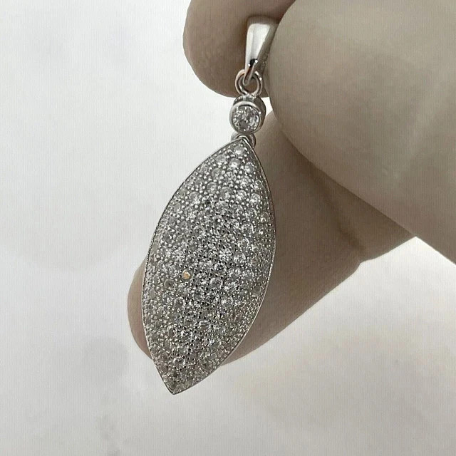 Real Moissanite 2.00Ct Round Cut Women’s Wedding Pendant 14K White Gold Plated