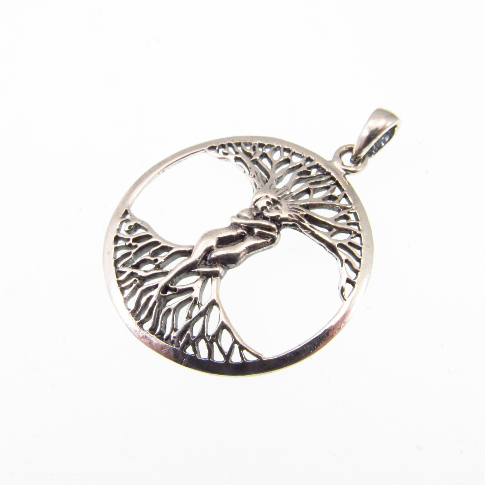 Solid 925 Sterling Silver Entwined Lovers/Couple Tree of Life Yggdrasil Pendant
