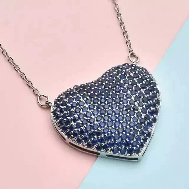 2Ctw Round Cut Lab-Created Sapphire Women’s Pendant 14K White Gold Plated Silver