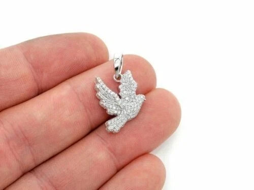 1 Ct Round Cut Moissanite Women’s Classy Bird Pendant 14k White Gold Plated