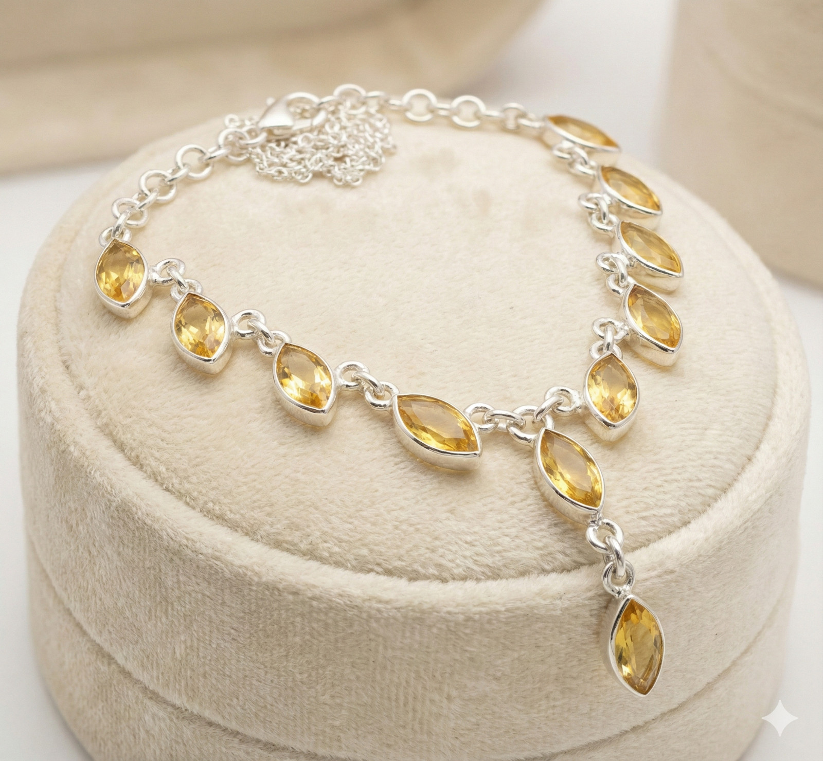 Yellow Citrine Gemstone Handmade 925 Sterling Silver Jewelry Necklace Size-18